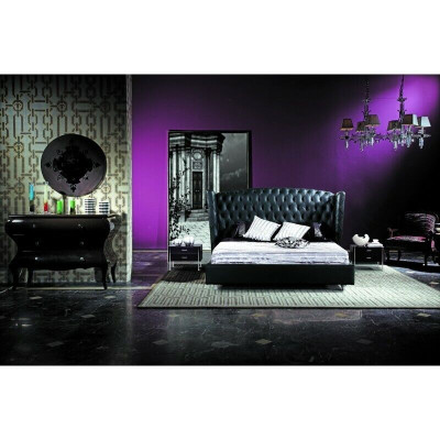 Lujo cama de diseñador Chesterfield cama de cuero cama tapizada dormitorio matrimonial
