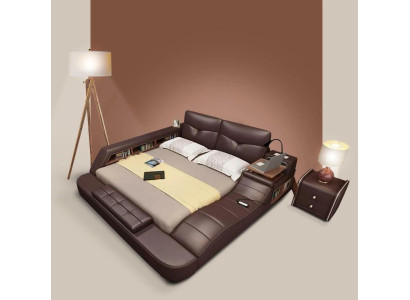 Lujo Diseño de camas de cuero acolchado Doble Cama moderna Decoración matrimonial Exclusivo