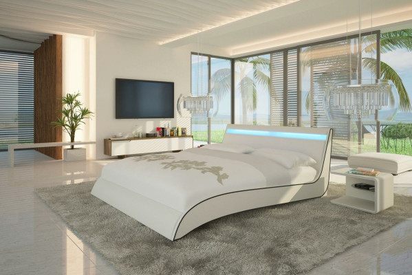 Diseño de cama doble matrimonial moderna de hotel de cuero para dormitorio.