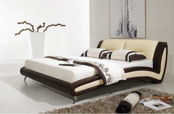 Cama de diseñador Cama matrimonial Cama doble Cama tapizada Dormitorio Cama de cuero