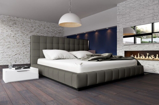 Cama tapizada de diseñador blanca Cama de cuero Cama doble Cama conyugal Cama de diseñador