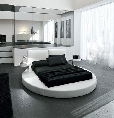 Cama redonda Camas redondas de diseño de cuero doble con marco de hotel de lujo para dormir