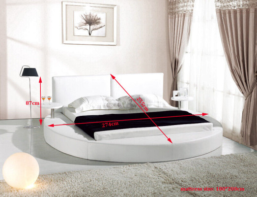 Cama redonda Camas redondas de diseño de cuero doble con marco de hotel de lujo para dormir