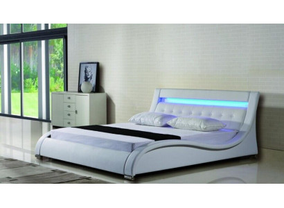 Cama de cuero Cama tapizada Cama Camas Cuero Cuero Acolchado Matrimonial con iluminación