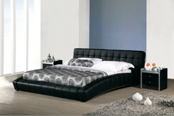 Cama tapizada Camas Cama Acolchado matrimonial Cuero Textil Diseñador Doble