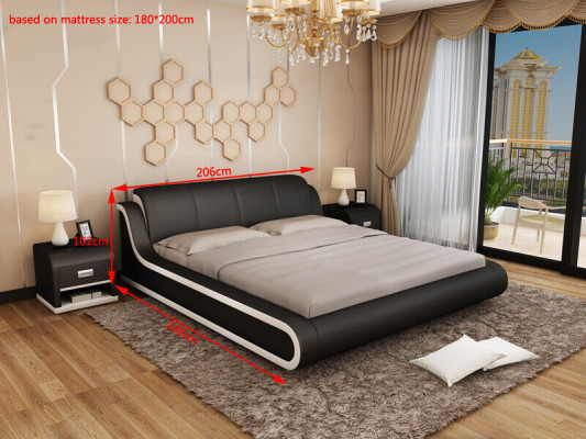 Cama de cuero diseño cama doble camas cama cuero tapizado dormitorio matrimonio