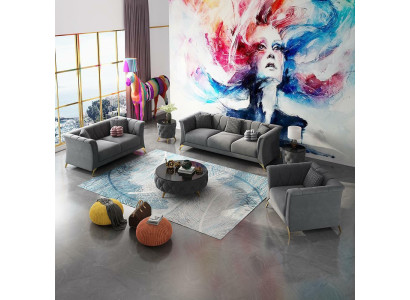 Conjunto de sofá Chesterfield de diseñador Sofá Sofá Sofá Polster de terciopelo 3 plazas 2 plazas 1 plaza