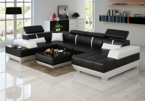 Diseño conjunto de salón en forma de U gran sofá esquinero sofá sofá conjunto de tapizado xxl.