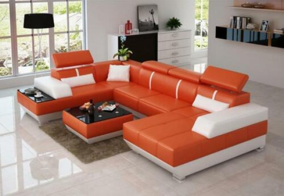 Diseño conjunto de salón en forma de U gran sofá esquinero sofá sofá conjunto de tapizado xxl.