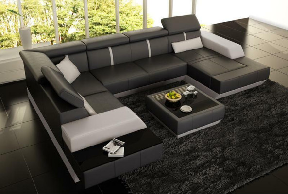 Diseño conjunto de salón en forma de U gran sofá esquinero sofá sofá conjunto de tapizado xxl.