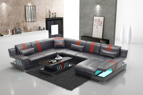 Sofá en forma de U Sofá de cuero Sofá conjunto de living Moderno de diseño