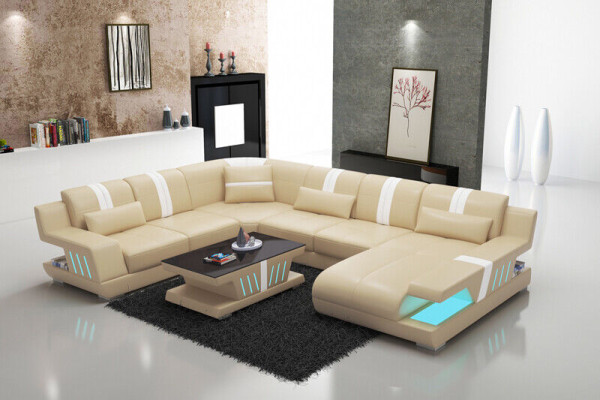 Sofá en forma de U Sofá de cuero Sofá conjunto de living Moderno de diseño