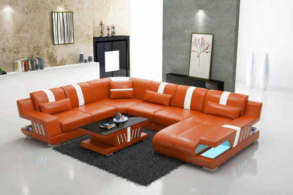 Sofá en forma de U Sofá de cuero Sofá conjunto de living Moderno de diseño
