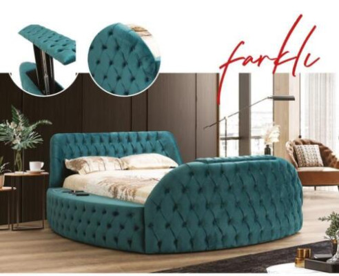 Cama multifuncional estante cargador USB cama doble textil 180x200.