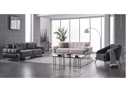 Conjunto de sofás grises para la sala de estar, sofás de tres plazas, sillón, juego completo de 3 piezas.
