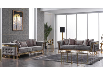 Sofá de lujo Conjunto de diseño Sofá de tres plazas Muebles de tela Grupo de estar moderno
