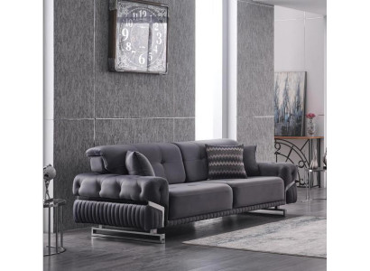Sofá gris Conjunto de muebles de sala de lujo Juego de sofá de tres plazas