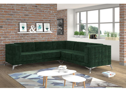 Sofá en forma de L Chesterfield, sofá de esquina, conjunto de muebles de diseño clásico.