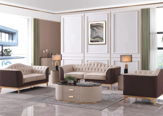 Muebles de lujo, conjunto de sofás, sofá, decoración, tapicería, 3+2+1 plazas + mesa de centro.