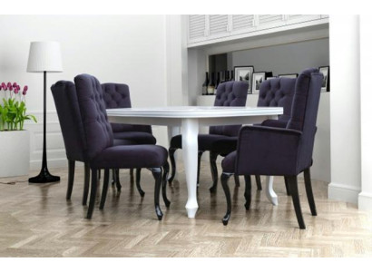 6x Sillón Chesterfield de tela con respaldo acolchado, silla de comedor de diseñador.