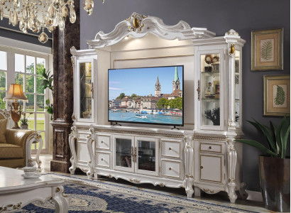 Televisión mural clásico, conjunto de salón, hecho a mano con madera, decoración de vitrina y estante.