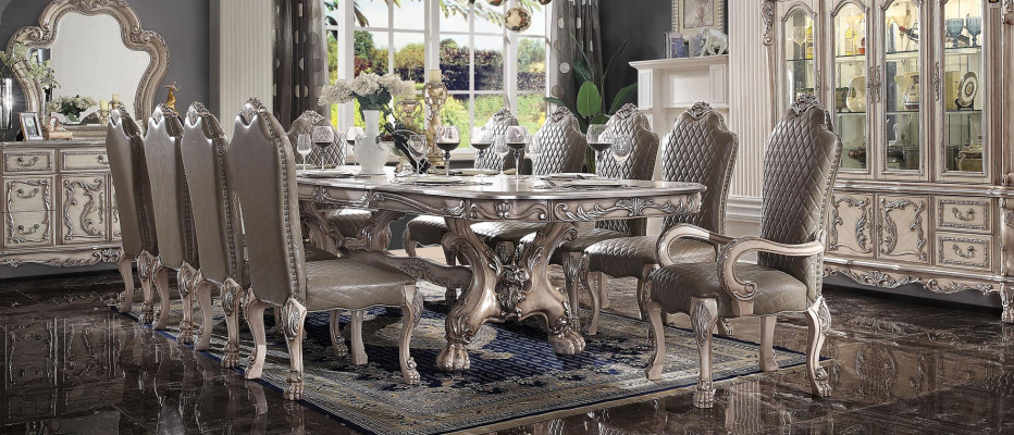 Grupo de sillas de madera 10x Juego de sillas de comedor Sillas tapizadas Sillón Silla Barroca