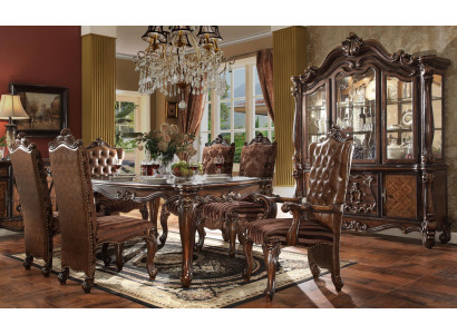 Conjunto de decoración completo Mesa de comedor + 6 sillas Conjunto de comedor Grupo de comedor Mesa de madera