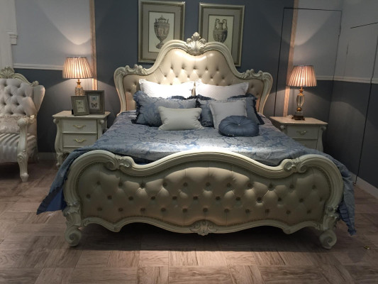 Cama de diseño doble de lujo para dormitorio, cama de hotel de cuero de 180x200cm.