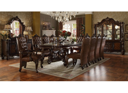 Conjunto de comedor de 9 piezas Barroco Rococó mesa 8 sillas Grupo de sillas