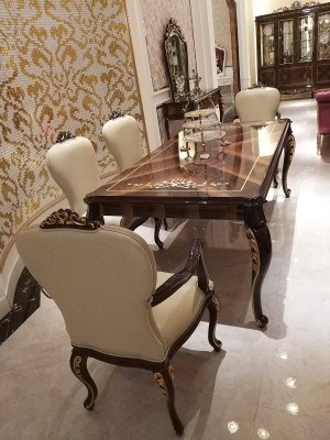 Sillas de comedor 6x juego de sillones de silla de salón club con reposabrazos de lujo