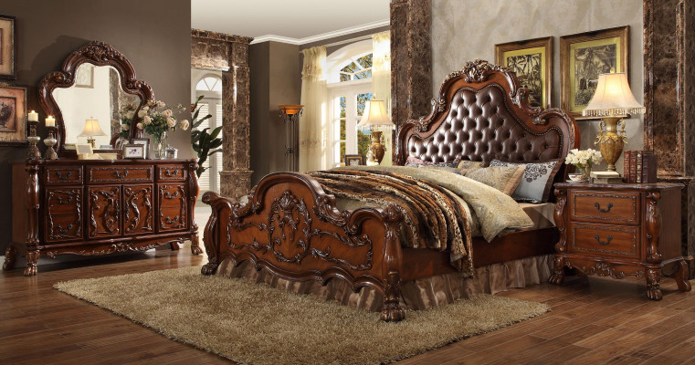 Diseño de dormitorio 5 piezas. Conjunto completo de dormitorio cama mesita de noche.