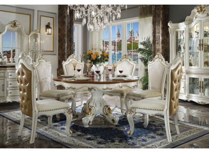 Mesa redonda de madera noble + 6 sillas comedor muebles de lujo