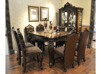 Mesa de comedor clásica de madera para comedor, juego de 8 sillas.