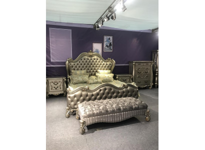 Cama 2x Mesita de noche 3 piezas. Juego de dormitorio Diseño Lujo Camas Chesterfield