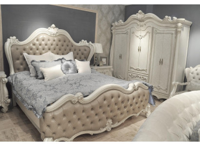 Cama + 2 mesitas de noche 3 piezas set de dormitorio de lujo diseñador dormitorio