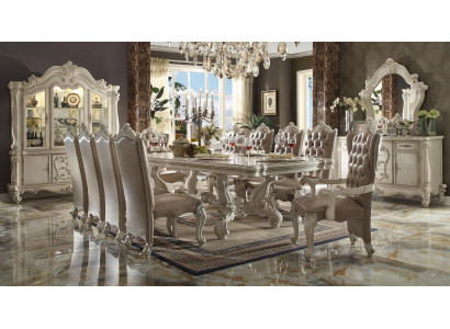 Mesa de comedor real + 6 sillas Juego completo de comedor de 7 piezas.