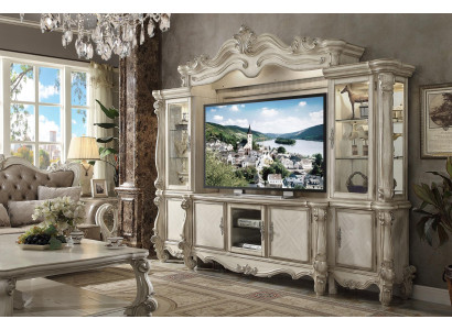 Mueble de salón clásico de estilo barroco en madera, estantería de televisión.