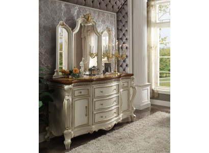 Buffet Aparador Cómoda con Espejo Hecho a Mano Madera Real Rococó Barroco