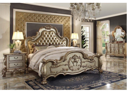 Cama clásica estilo Barroco Chesterfield Rococó para hotel doble de cuero antiguo.