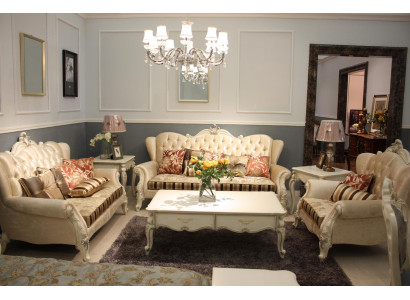 Conjunto clásico Chesterfield de 4 piezas. Conjunto de sofá, sofá, sofá, cojines.