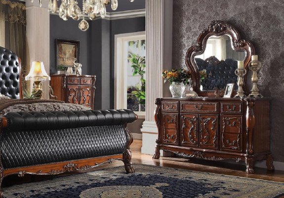 Cómoda armario con espejo Cómoda de estilo Barroco Rococó de madera nueva Aparador