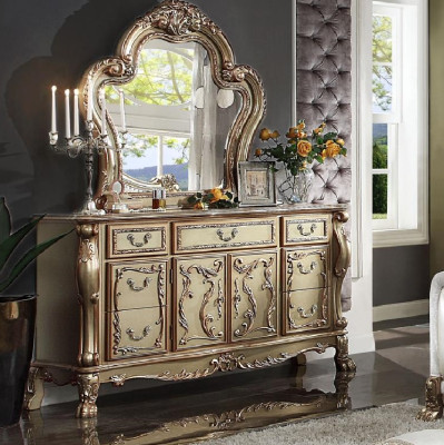 Noble cómoda buffet cajones armario + espejo barroco rococó aparador madera nuevo