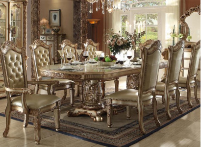 Barroco Antiguo Mesa de comedor Mesa Madera real Mesas clásicas de diseñador Rococó