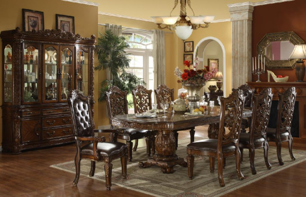 Estilo barroco rococó muebles mesa de comedor conjunto de mesa tallada en el comedor