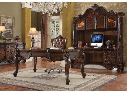 Mueble de oficina, escritorio, silla de director, conjunto completo estilo rococó barroco de 2 piezas.