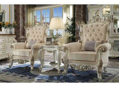 Trono Silla Asiento Real Tapizada 1 Plaza Estilo Antiguo Sillas Beige Madera Barroca