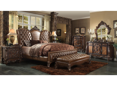 Diseño de dormitorio conjunto de decoración completo de 6 piezas Cama Mesita de noche