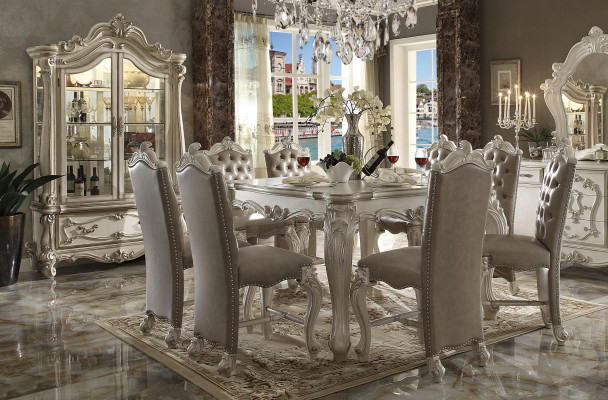 Conjunto de comedor gris vitrina mesa de comedor juego de 8 sillas grupo de mesa de 10 piezas.