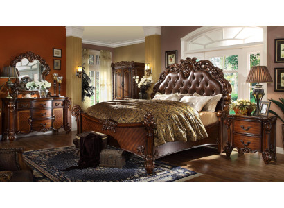 Conjunto clásico de dormitorio cama mesita de noche cómoda espejo cómoda