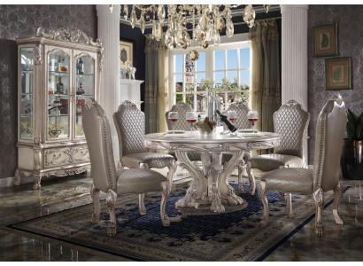 Juego de mesa Mantel Mesa comedor 6 sillas Estilo de lujo Muebles Grupo de 8 piezas con vitrina